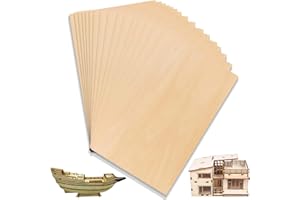 BODESHIS 16 Pcs Balsa Wood Sheets, Size 100X200X2mm Premium Balsa Wood Veneer Sheets for DIY Crafts, Laser Cutting, Model Building, Smooth Wo-od Boards for Painting, Decor, and School Projects