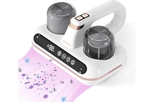YAASIER Aspiratore Battimaterasso, Aspiratore portatile antiacaro con Luce UV-C, Aspirapolvere Anti-acari con Sensore di acari, Display digitale rimuove il 99,9% degli allergeni, per materassi, letti, divani