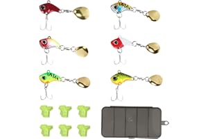 Wisebom Lot de 6 Leurres de Pêche Souples Pêche Jigs Leurres Artificiels Jig Spinner Peche Kits Leurres Multifonctions pour Perche, Brochet, Sandre, Poisson-Chat avec Boîte
