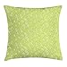 Produktbild DHNKW Green Throw Pillow Cushion Cover, Abstract Stylized Leaves Fresh Nature Eco Growth Foliage Theme Healthy Organic, Decorative Square Accent Pillow Case, 18 X 18 inches, Apple Green White
