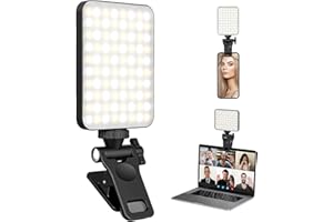 GBOKYN Luce per Video LED, Mini Luce per Video Conferenza, Luce per Videocamera, 3000-6500K 3 modi Luce Regolati Luce Portatile con Clip, Professionale Luce Video per Phone/iPad/Laptop/Fotocamera