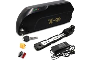 X-go (2-5 Days Delivery) 48V Ebike Battery 13AH with Charger, USB Port, Lithium Pedelec Electric Bike Battery Pack Down Tube for 48V 350W 500W 750W 1000W Motor,Black