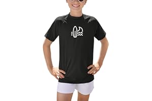 BesserBay Jungen Kurzarm Rundhals UV Shirt Rashguard UPF 50+ Schwimmshirt Kinder Badeshirt 110-160