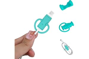 DIYGODY Accesorio Protección de Protector Cables con Bonito Diseño de Multicolor para iPhone/Android USB Cable, Silicona Suave Estirable Protector de Cable Organizador de Cables Datos - Azul