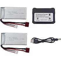 2-Pack 7.4V 2000mAh T-Plug RC Battery With 2-in-1 Charger - Perfect For WLtoys RC Cars & Boats