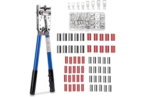 NCRGB Crimpzange,Kabelschuhe Set,HX-50B Batteriekabel-Crimpwerkzeug+ 60 Kupferringklemmen & Schrumpfschläuche 6-50mm² 1/0-10AWG,Batteriekabelschuh von Kabel Drahtkabel,Profi KFZ Werkzeug