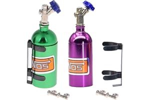KEEDA Lot de 2 bouteilles d'azote simulées en métal NOS avec support pour voiture 1/10 RC Crawler TRX4 D90 Axial Scx10 Accessoires de décoration (violet et vert)