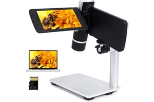 Handheld Digital Microscope LINKMICRO Kids Microscope with Screen Lightweight, Portable, 500X, 2000 mAh Battery, 8 LEDs, Capture 1080p Photos & Video, Windows Compatible, SD Card Included