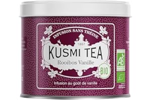 Kusmi Tea - Rooibos Vanille - Infusion Bio - Rooibos Issu de l'Agriculture Biologique - Infusion sans Théine - À Déguster Chaud ou en Thé Glacé - Boîte Thé Métal 100g - Quantité pour environ 50 Tasses