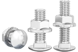 BACSHBY 20 Piezas M6x30 Tornillos de Cabeza Redonda Plana, Galvanizados, con Hexagonal Tuerca de Brida, Fija Tornillo Carrocero de Cuello Cuadrado, Acero al Carbono