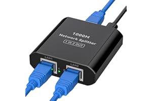 VPFET Splitter LAN Gigabit 1 su 2 High Speed 1000Mbps Switch di Rete a 2 porte RJ45 con cavo di Alimentazione di Tipo C Splitter Ethernet Adatto per Router/Hub/TV/Set-Top Box ecc