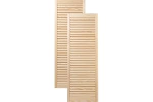 ‎BEN+CAMILLA.COM ben+camilla.com Doppel-Paket / 2-er Pack Lamellentüren 140,6 x 49,4 cm Holztür Natur mit offenen Lamellen für Regale, Schränke, Möbel | Kiefer Holz unbehandelt