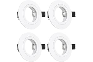 URing 4x Spot Encastrable GU10 Aluminium blanc, spot led encastrable de plafond Projecteurs Cadre Avec Douille GU10, Rond Support extra plat Pour Lampes LED Ou Halogènes, Trou de montage ø60-70mm