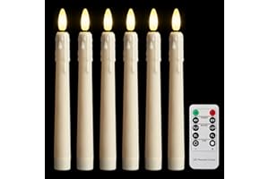 FREEPOWER 6 Candele LED Lunghe con Telecomando Timer Fiamma Tremolante, Funzionamento Batteria, Luce Bianca Calda, Dimmerabili, Decorazione per Natale Feste Famiglia, 2 x 21cm