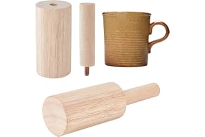 BENECREAT Moules de Poterie de Tasse de 220x60mm PapayaWhip – Outils de Poterie en Bois avec Poignée Ensemble de Moules de Poterie pour Poterie en Argile Côtes en Bois Façonnage de Tasse en Porcelaine