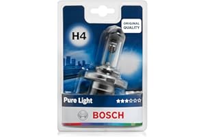 Bosch H4 (472) Pure Light Halogen Headlight Bulb, 12V 60/55 W, Original Quality - Socket Type P43t - 1 Replacement Car Light Bulb
