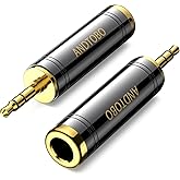 ANDTOBO Adattatore per Cuffie Stereo in Rame Puro da 2 Pezzi da 6,35 mm a 3,5 mm, Adattatore Stereo da 3,5 mm Maschio a Jack 