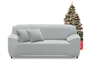 FIGOOO Sofabezug 3 Sitzer Stretch Sofabezüge mit Armlehnen Spandex Couchbezug Modern Anti-Rutsch Waschbar Sofa Protection Cover Schonbezug Couch(3-Sitzer,Hellgrau)