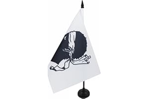 AZ FLAG - Drapeau De Table Corse 21x14 cm - Petit Drapeau Corse De Bureau 100% Polyester Avec Hampe De 25cm Et Socle En Plastique Noir