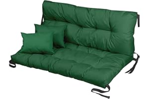 Ferocity Coussin imperméable pour balancelle de Jardin, Matelas 120x80x50 pour Meubles en Palette, Grand Confort Coussins avec Dossier, Meubles de Jardin, Vert [133]