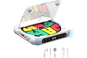 SKYANS Portable CD Player with Bluetooth, Rechargeable CD Player for Home, Built-in HiFi Speakers, Headphones, LCD Screen, Supports CD/AUX/USB and Repeat Modes,White