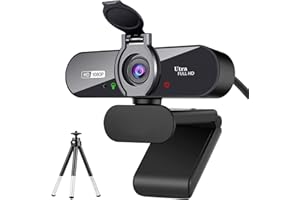 Siottw Webcam, 1080P Pro HD Webcam with Stereo Microphone, 110° Wide Angle, Privacy Cover, Tripod, for Conferencing, Live Streaming, Recording, Compatible with Skype/Zoom/YouTube