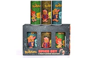 ‎CAFFÉLUXE Barbecue Smokehouse Fleischreiben, Chili und Knoblauch Gewürz & Steak Rub Set – 3 x 100 g Gewürz Geschenkset – The Flintstones Spice Set – Fred's Steak Rub, Barneys BBQ Secret Sauce, Spicy Pebbles