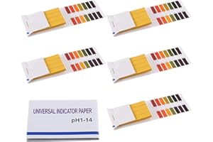 VQUNBG 5 Pièces Bandelette pH, pH 1-14 Papier Test, Papier de Test Tournesol Avec Échelle de Comparaison des Couleurs pour La Aquariums Salive Eau de Sol