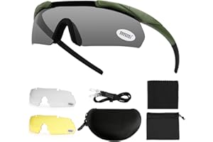 Feyachi Safety Glasses, Tactical Shooting Glasses with 3 Interchangeable Lens, Safety Sunglasses, Clear Cycling Glasses, Eye Protection Impact Resistant for Work, Hunting, Fishing, Cycling