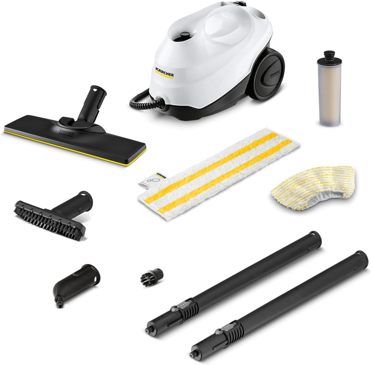 Kärcher SC 3 EasyFix Steam Cleaner, 1900W, 3.5 bar, 1L, 75m², Heats in 30s, Includes Floor Cleaning Kit, Descaling Cartridge, Nozzles, White