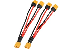 ELFCULB 1 paire de répartiteurs en Y XT60, câble en Y XT60, 2 XT60 Femelle vers 1 XT60 mâle pour drone Lipo RC (15 cm)