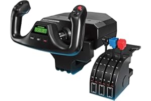 ‎LOGITECH G Logitech G Saitek Pro Flight Yoke System, Steuerhorn und Schubregler für Flug Simulatoren, Throttle Quadrant, 5 Achsen, Edelstahl-Höhenruder, Querruder-Steuerwelle, USB-Anschluss, PC - Schwarz