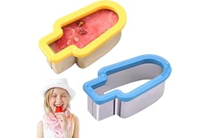 BAVOOTY Kreative Wassermelonenschneider,Wassermelonen-Schneider,Kreative Eisform-Schneider,2 Stück Melonenschneider für Kreative Eis am Stiel,Obstschneider für Cantaloupe,Papaya,Drachenfrucht (Blau + Gelb)