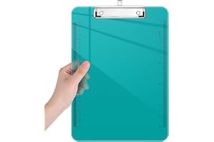 Piasoenc Cartelline portablocco in plastica, traslucido con profilo basso, portablocco viola con righello, portablocco per ufficio, materiale scolastico, formato lettera 31 x 22 cm, verde acqua