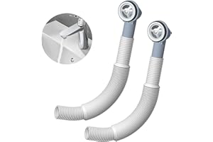 Belligern 2PCS Round Overflow Pipes Sink Overflow Pipe,Sink Overflow Head Overflow Pipe,Sink Overflow Kit,Round Connection,Suitable for Sinks and Washbasins,with 200-600mm Adjustable Overflow Tube