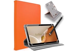 SELLING UNITED SU 10 inch Tablet Case - Universal Stand Case Folio Cover Magic Leather 360° Rotating Case Fits for ALL 10 Inch & 10.1in Inch Tablets + Stylus Pen (Orange)