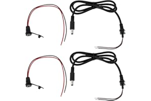 eMagTech Lot de 2 câbles de charge de 2,1 mm, connecteurs DC 2,1 mm, prises mâles et femelles pour batteries électriques de 36 V, 48 V, 60 V