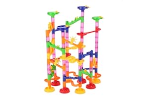 TNFEEON Circuits de Billes Jouets Enfants Labyrinthe Billes Marble Run Jeux de Construction Jouets Toboggan à Billes Cadeaux Enfants Anniversaire Cadeau pour Garçon Fille Âge 4-9 Ans(105pcs+30 Glass Marbles)
