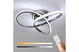 Toolight Lampara de Techo Regulable, 36W 4050LM Plafon Led Techo Mando a Distancia de Dormitorio 3000-6500K, Plafónde Techo Plata para Salon Habitacion Pasillo Cocina Baño, 40 * 12cm