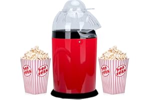 Podazz Elektrische Popcornmaschine mit 1200W Messbecher Gesunde fettfreie Heißluft-Popcornmaschine Geeignet für den Heimgebrauch, Party, Familientreffen (rot)