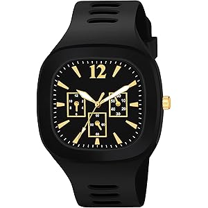 Matrix Shabby Collection Analog Black - Gold Silicone Watch for Men & Boys