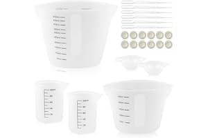 UGBO Silikonowy kubek z miarką z żywicy epoksydowej, zestaw 500 ml/250 ml/100 ml/10 ml, silikonowy kubek z miarką z żywicy epoksydowej, miarka ze skalą, pipetami, palcami do odlewania, produkcji biżuterii
