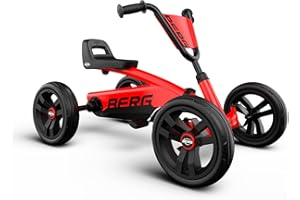 BERG Buzzy Red Go-Kart für Kinder ab 2 Jahren, Rotes Tretfahrzeug Kettcar, Kindergokart Tretauto mit verstellbarem Lenker und Sitz