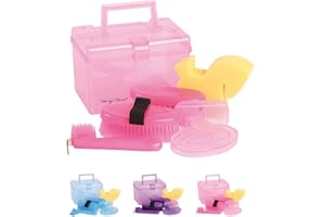 netproshop Mini Gift Box Putzbox mit verschiedenen Bürsten in gleicher Farbe ca.20x13x14cm, Farbe:Pink