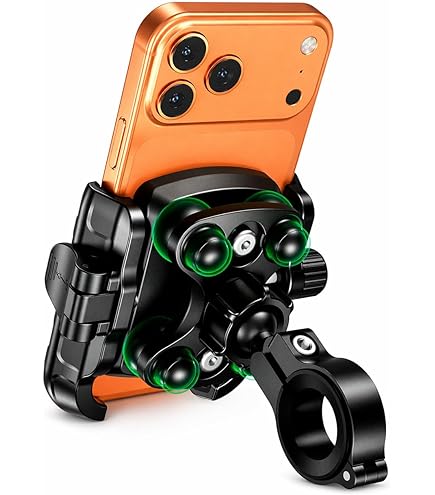 INTERPHONE SMCRAB24PRO Universele smartphonehouder met trillingsbescherming PRO voor motorfiets, aluminium, 360 graden draaibaar, voor rond stuur met diameter 16/30 mm
