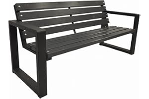 PRIMARIO GRANDE Garden Bench - Garden Furniture Powder-Coated Steel & Wood Slats - Outdoor Bench 350kg Load Capacity - Outdoor Furniture Weather Resistant (Grande Grey, 200cm-Seat Length, CE)