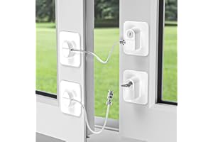 Kimsky 4 Pièces Securite Fenetre Enfant, Bloque Fenetre avec 4 Clés, Bloque Fenetre Enfant Avec Adhésif Puissant, Securite Porte Enfant, Sécurité Fenêtre Sans Perçage pour Fenêtres, Tiroirs, Armoire