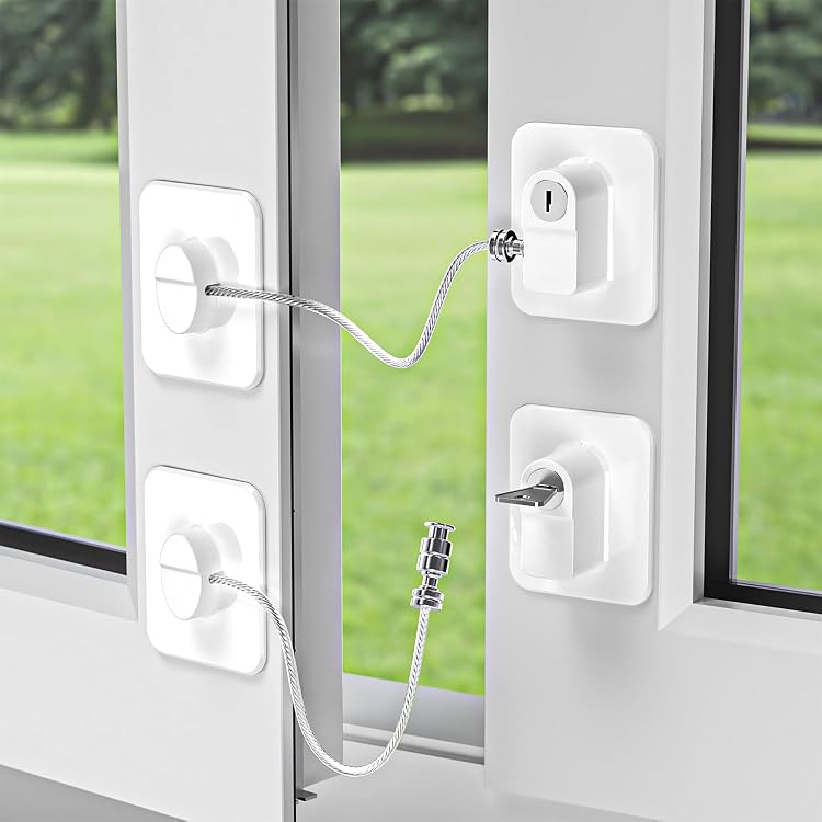 Verrous Fenêtre Enfant 4 Pièces - Sécurité UPVC Sans Perçage, Avec Clé