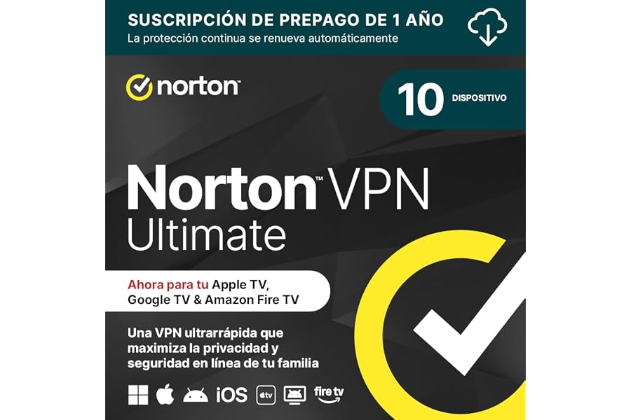 Norton VPN Ultimate 2026 │ 10 Dispositivos │ 1 Año con renovación automática │ Descarga digital
