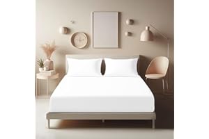 Aspire Homeware Double Fitted Sheet - 25 cm Deep Hotel Quality (White) Bed Sheets - Soft & Breathable Fitted Bed Sheets Double - Anti-Wrinkle Easy Care Fitted Sheets